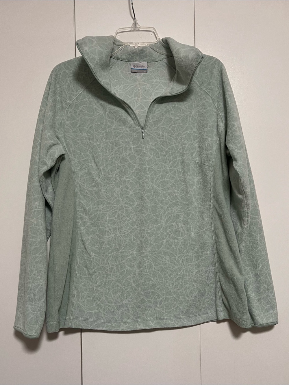 Columbia Women's Mint Green Floral Quarter-Zip Fleece Pullover Size XL